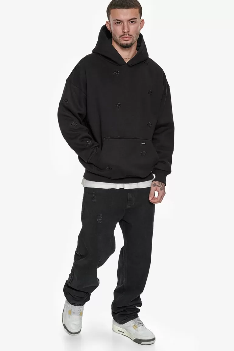 heavy_oversize_allover_embo_hoodie_black_3.webp Outlet Dropsize Heavy Oversize Allover Embo Hoodie Black