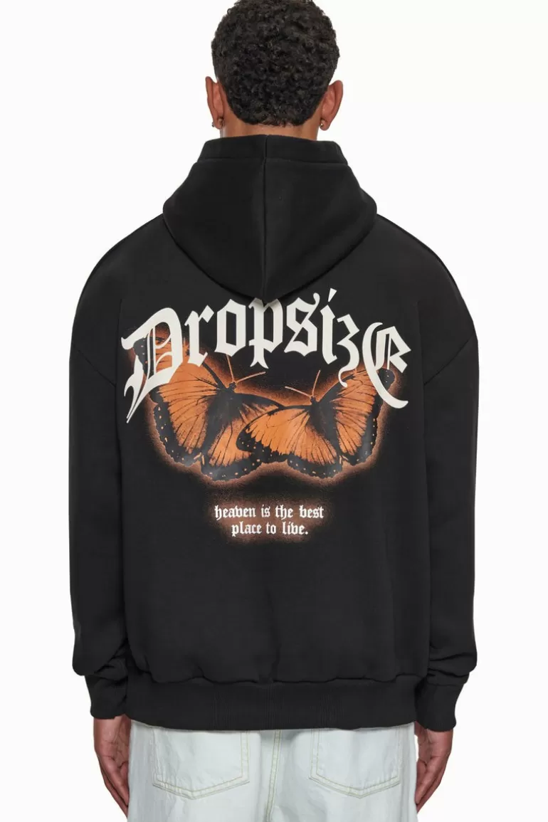 Fashion Dropsize Heavy Oversize Best Place To Live Hoodie Black/Orange