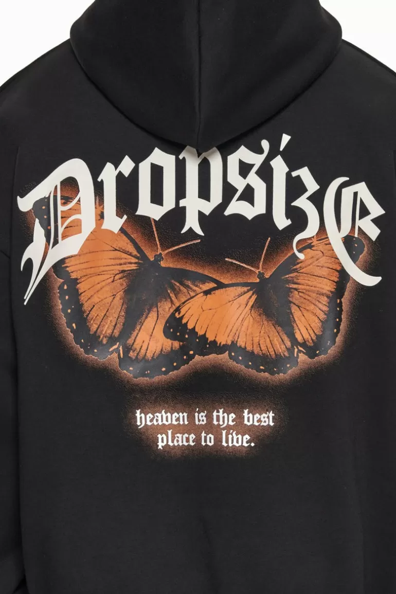 Fashion Dropsize Heavy Oversize Best Place To Live Hoodie Black/Orange