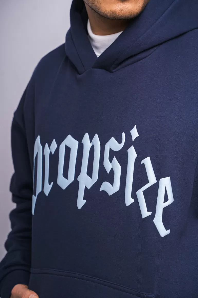 Cheap Dropsize Heavy Oversize Blue Puffer Print Hoodie Black Iris