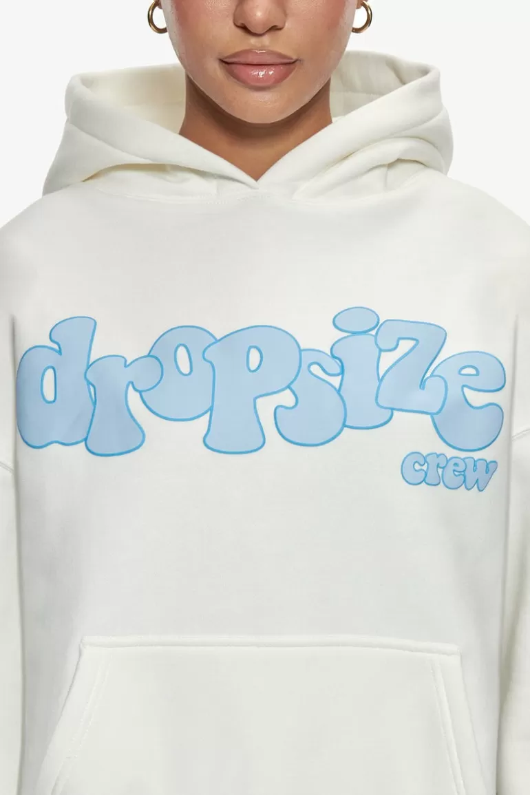 Cheap Dropsize Heavy Oversize Blue Puffer Print Hoodie Cream White