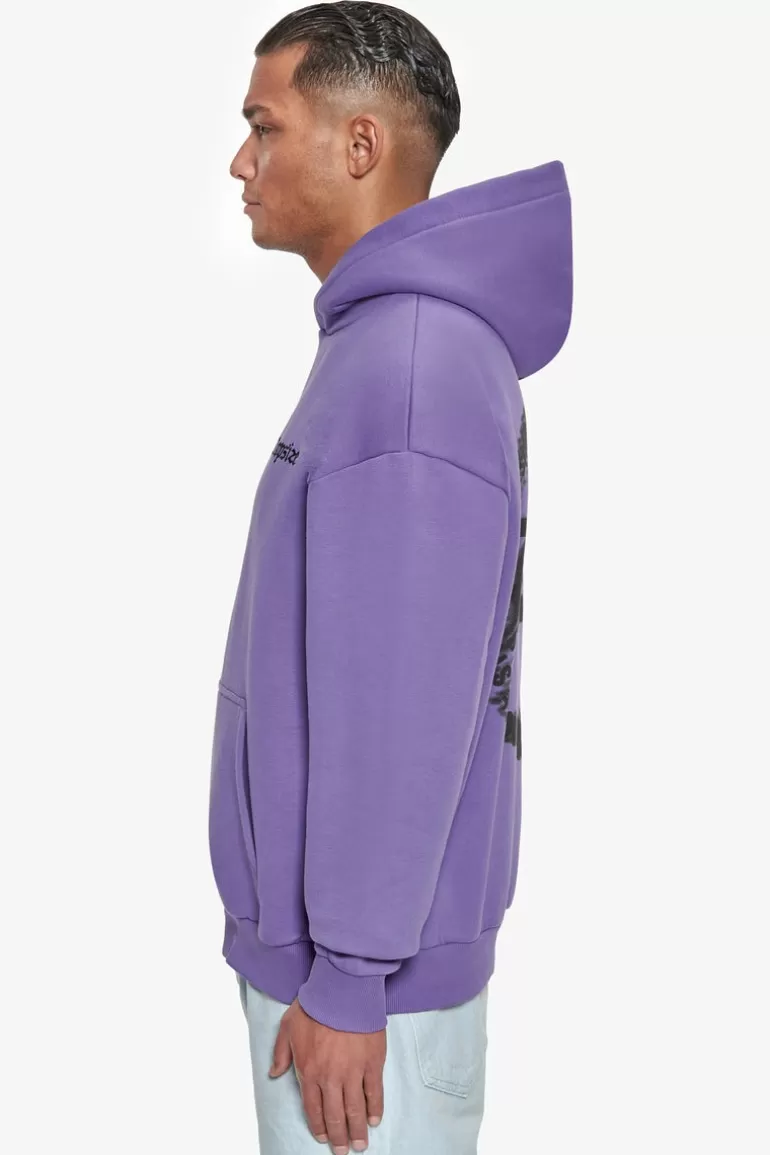 Online Dropsize Heavy Oversize Blurred Logo Hoodie Washed Purple