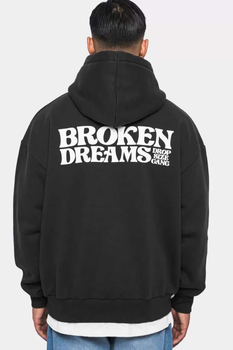 Online Dropsize Heavy Oversize ''Broken Dreams'' Hoodie Washed Black