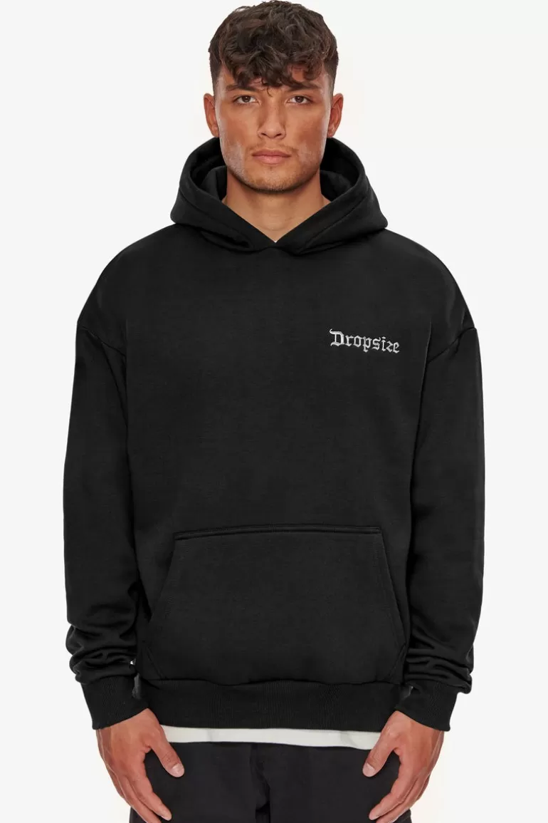 Online Dropsize Heavy Oversize Broken Heart Hoodie Washed Black