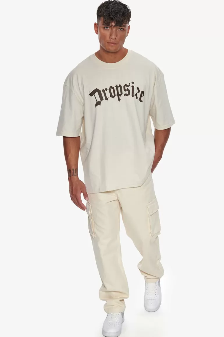 Best Dropsize Heavy Oversize Brown Logo Puffer Print T-Shirt Coconut Milk