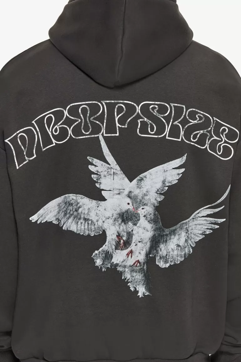Flash Sale Dropsize Heavy Oversize Caress Doves V2 Hoodie Washed Black