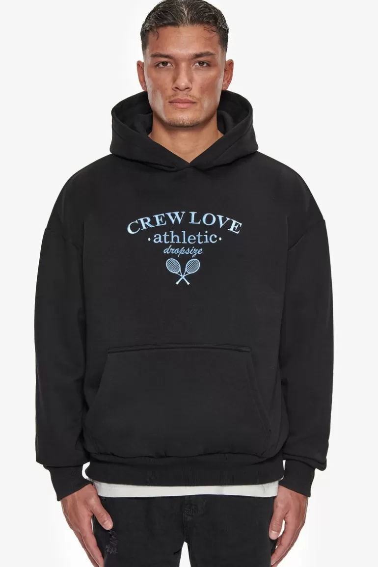 Online Dropsize Heavy Oversize Crew Athletic Hoodie Black