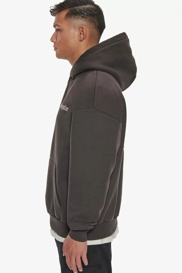 Clearance Dropsize Heavy Oversize Crew Love Dove Hoodie Washed Black