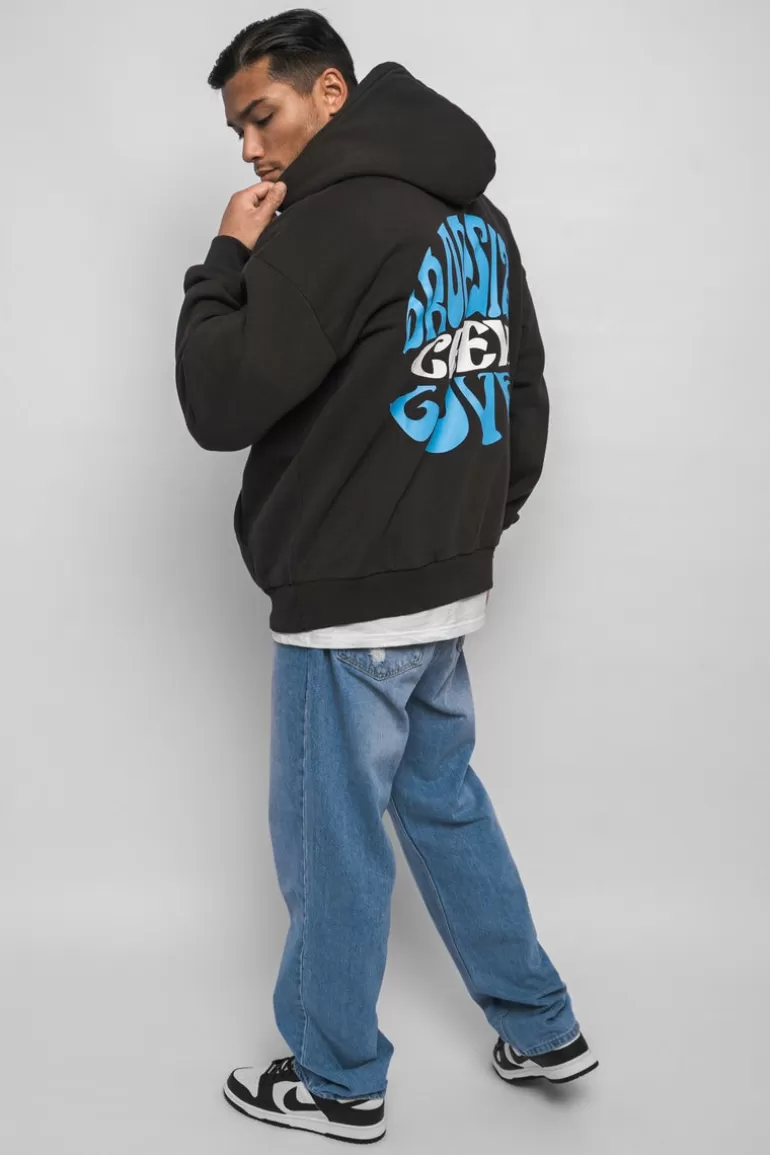 Best Sale Dropsize Heavy Oversize ''Crew Love'' Hoodie Washed Black/ Blue