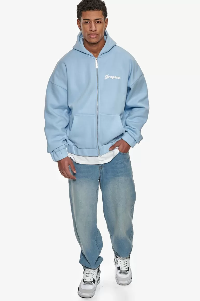 New Dropsize Heavy Oversize Dream Without Fear Zip Hoodie Baby Blue