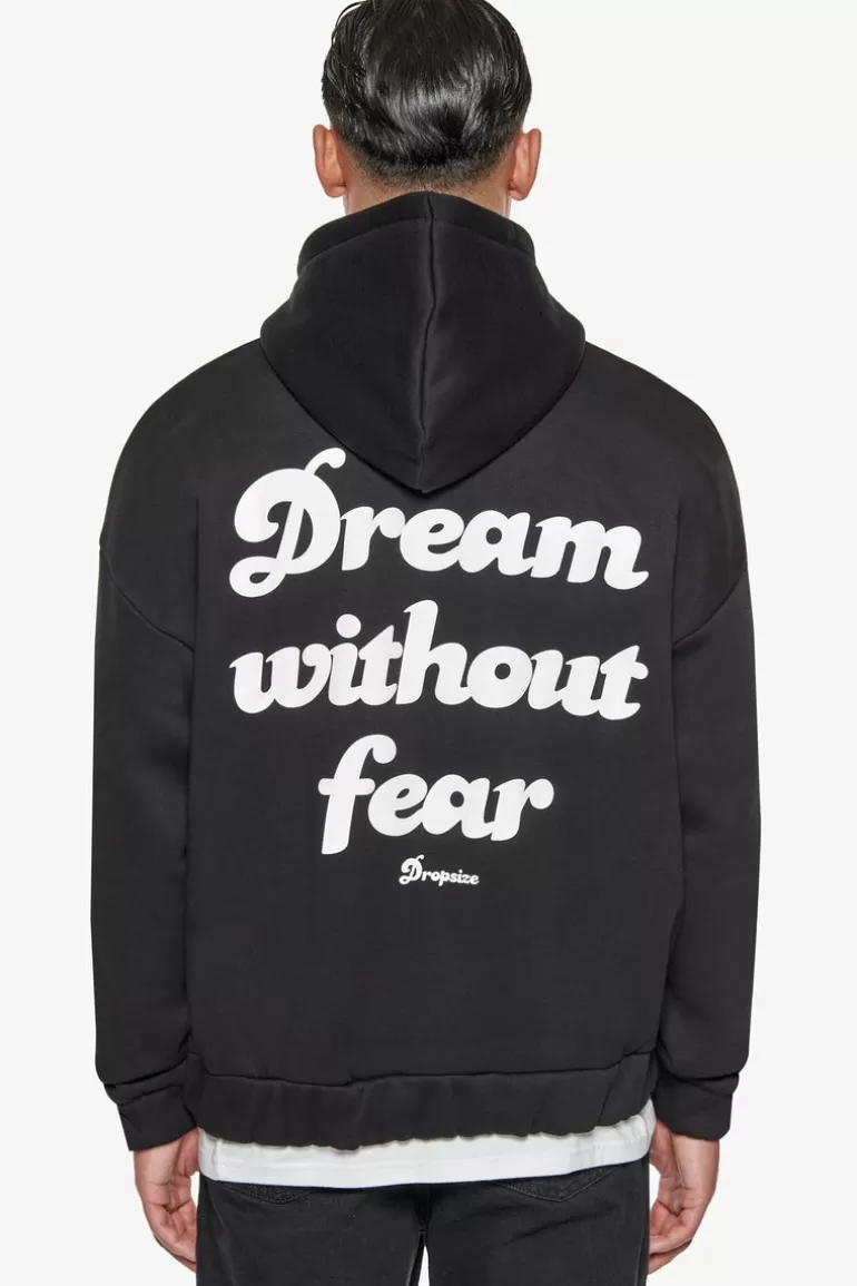 Flash Sale Dropsize Heavy Oversize Dream Without Fear Zip Hoodie Black
