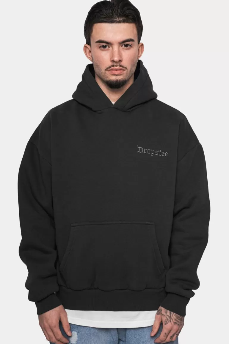 Shop Dropsize Heavy Oversize Eagle Hoodie Washed Black