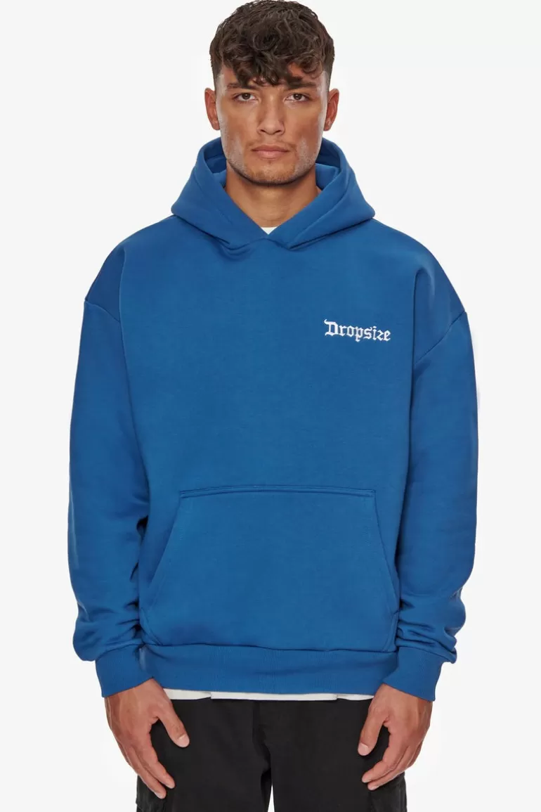 Best Dropsize Heavy Oversize Embo Hoodie Blue