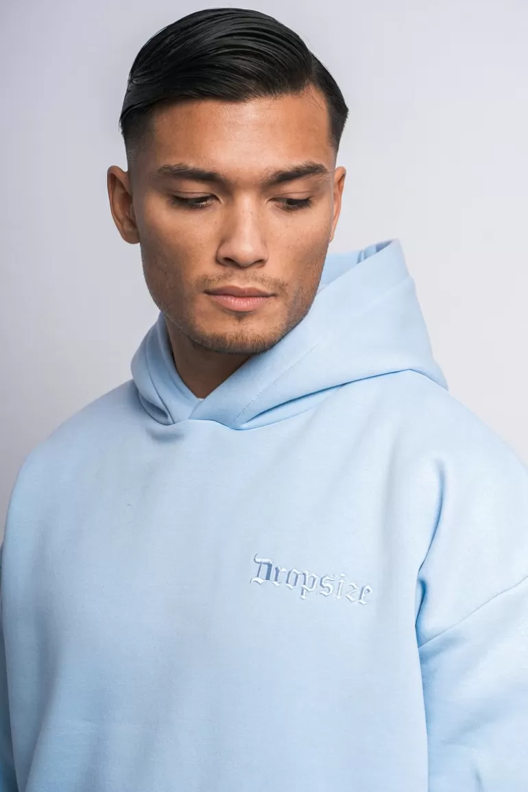 Shop Dropsize Heavy Oversize Embo Tone N Tone Hoodie Babyblue