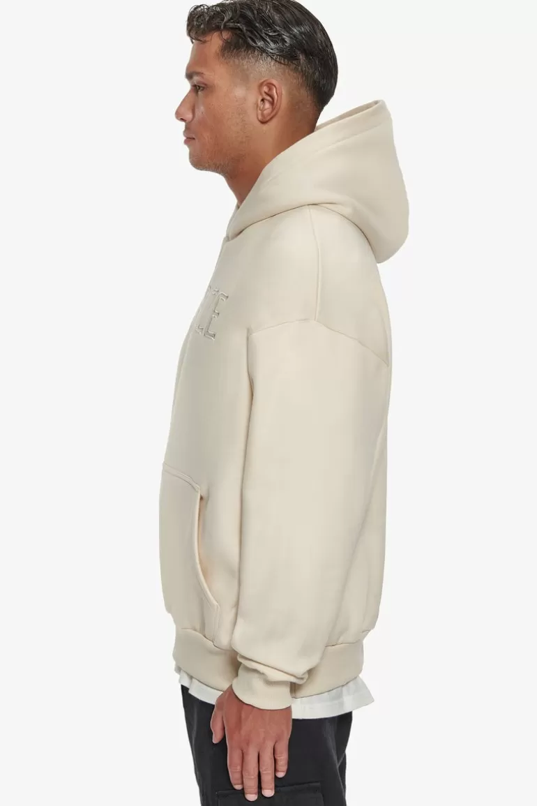 Fashion Dropsize Heavy Oversize Flat Front Embo Hoodie Coconut Milk