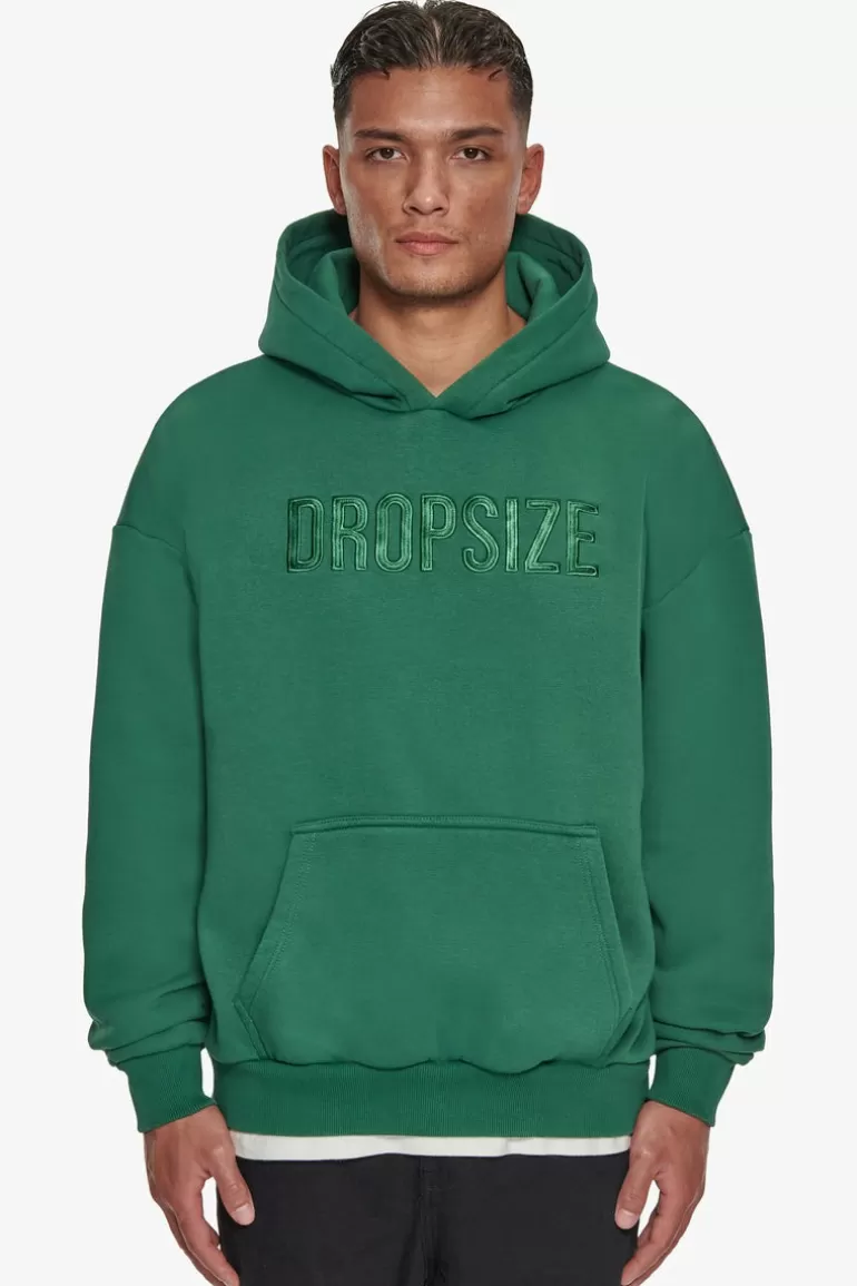 Shop Dropsize Heavy Oversize Flat Front Embo Hoodie Washed Green