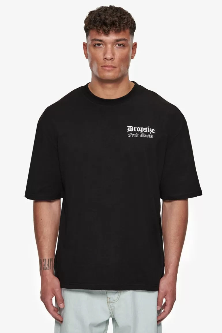 Best Sale Dropsize Heavy Oversize Fruit Market T-Shirt Black