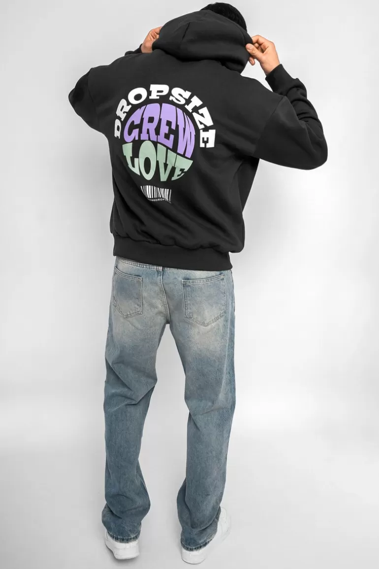 New Dropsize Heavy Oversize Hoodie Crew Love V2 Washed Black