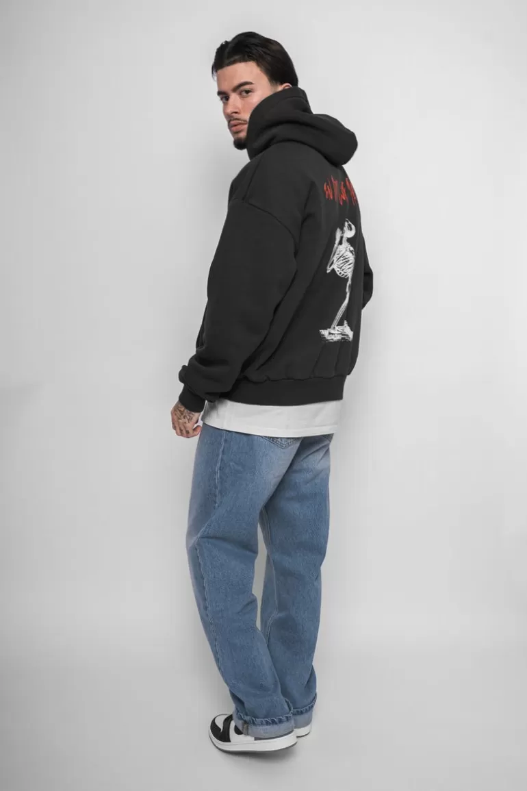 New Dropsize Heavy Oversize In God We Trust Hoodie Washed Black
