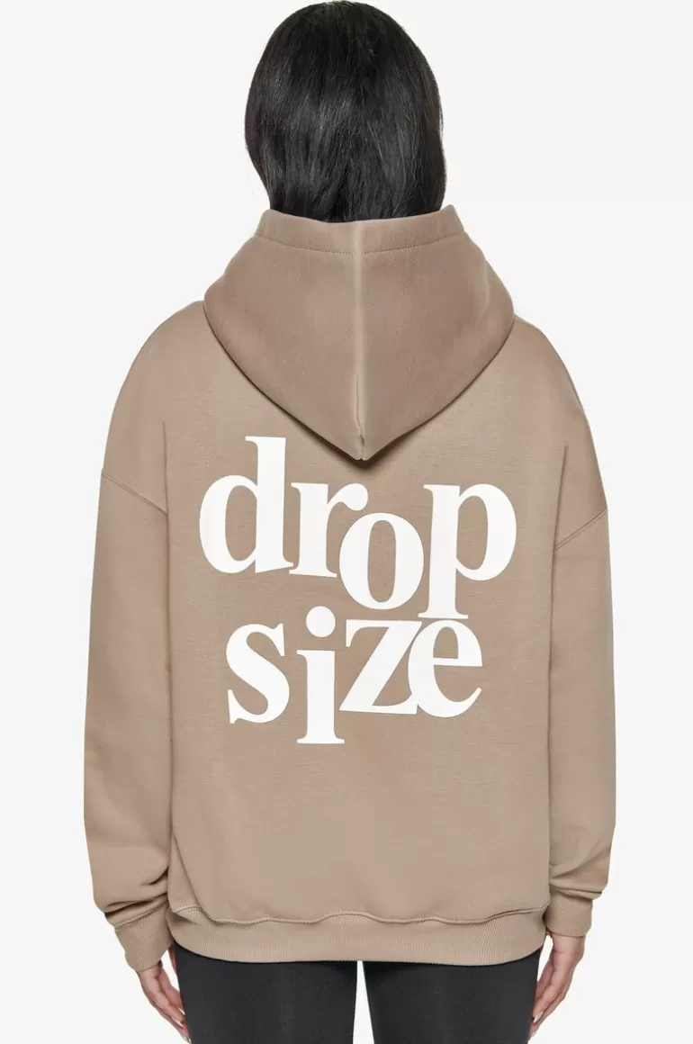 Online Dropsize Heavy Oversize Ladies Letters Hoodie Silver Mink / White