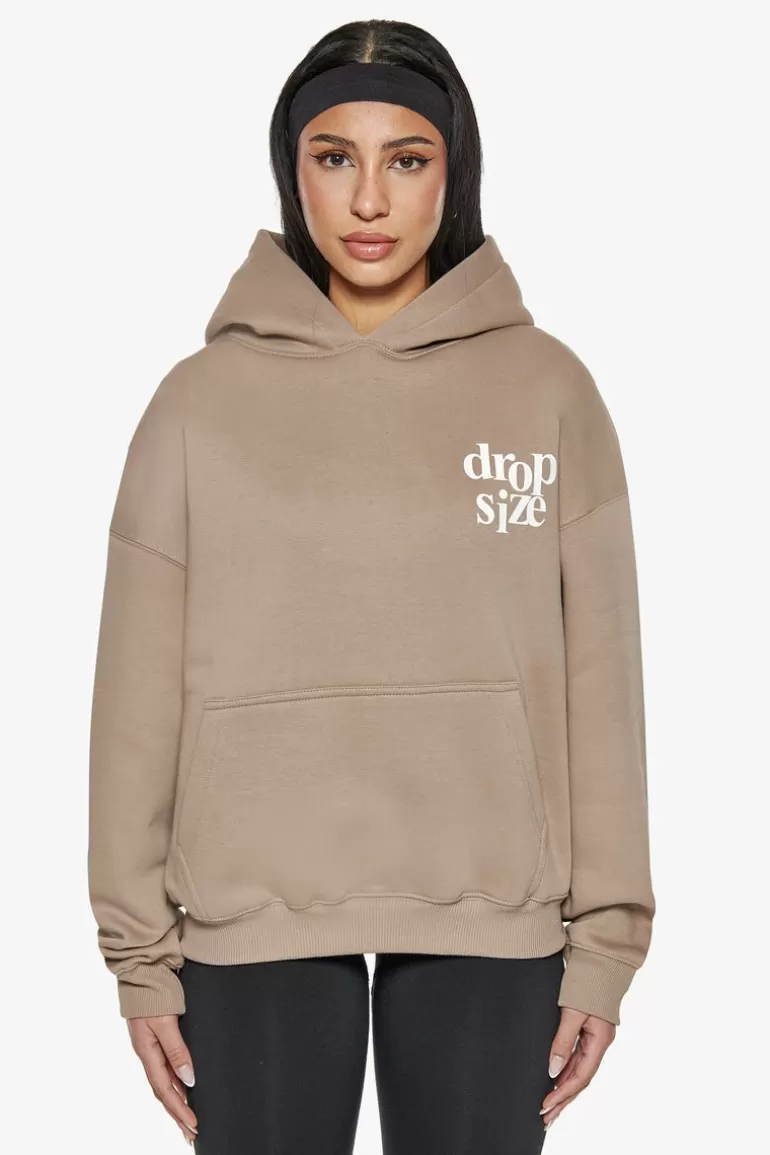 Online Dropsize Heavy Oversize Ladies Letters Hoodie Silver Mink / White