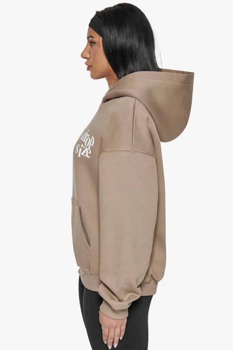 Online Dropsize Heavy Oversize Ladies Letters Hoodie Silver Mink / White