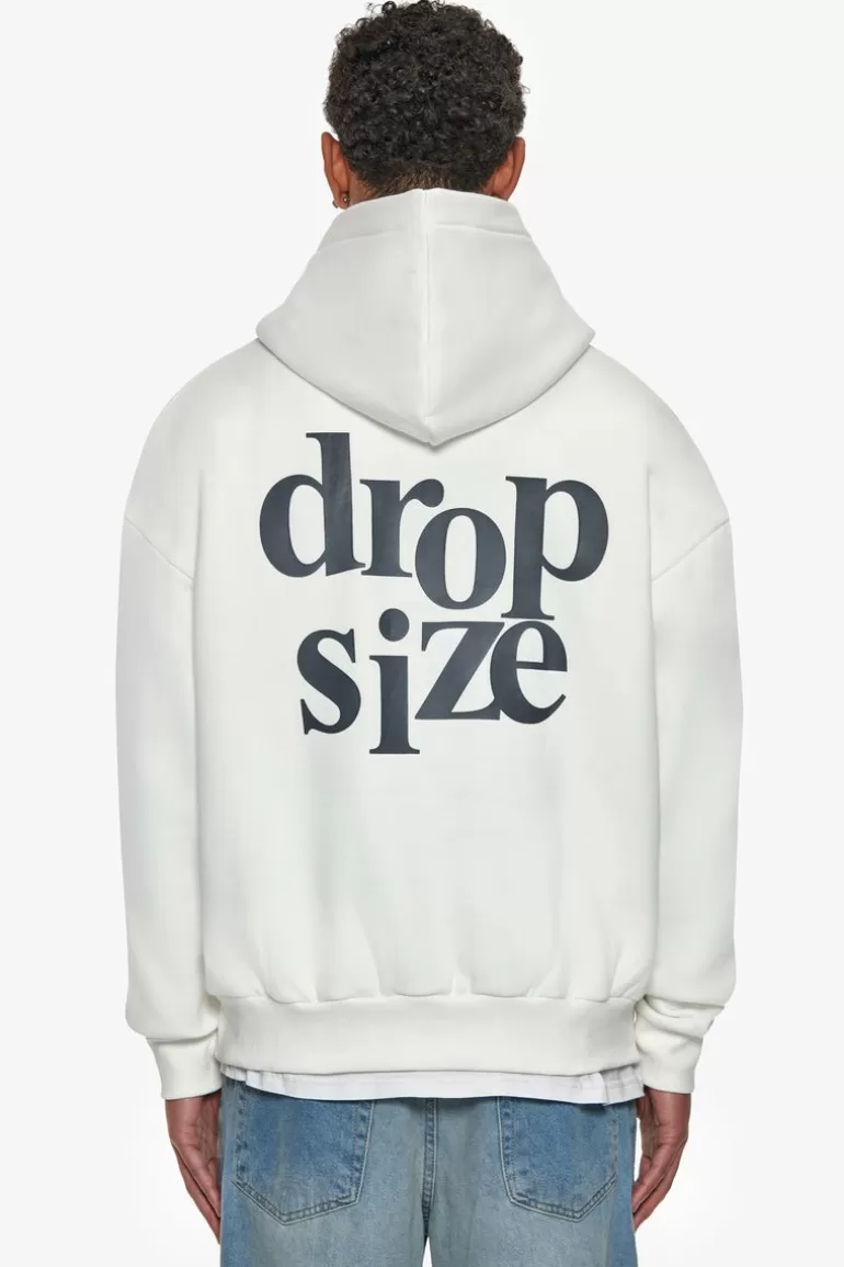 Hot Dropsize Heavy Oversize Letters Hoodie Cream White / Steel Grey