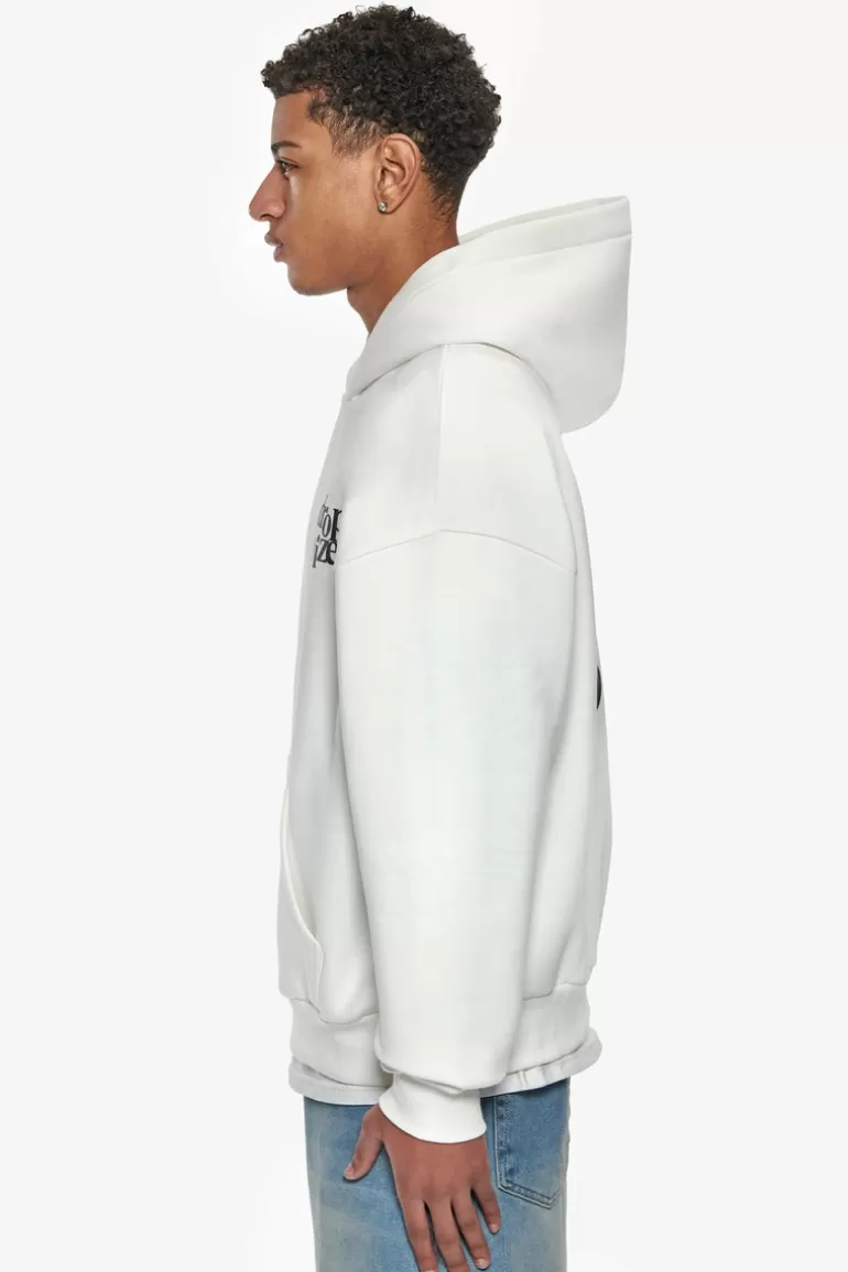 Hot Dropsize Heavy Oversize Letters Hoodie Cream White / Steel Grey