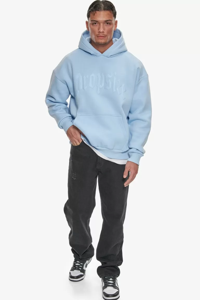 Hot Dropsize Heavy Oversize Logo Puffer Print Hoodie Baby Blue