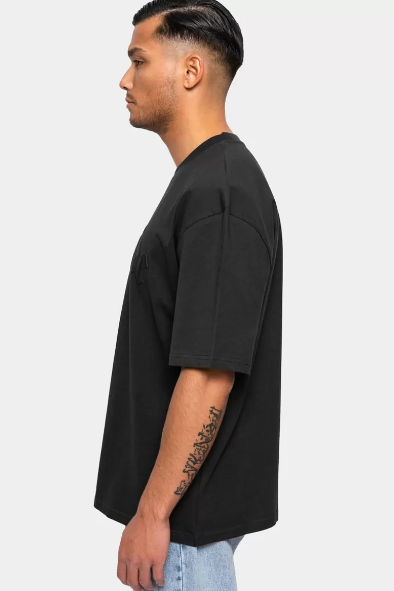 Hot Dropsize Heavy Oversize Logo Puffer Print T-Shirt Washed Black