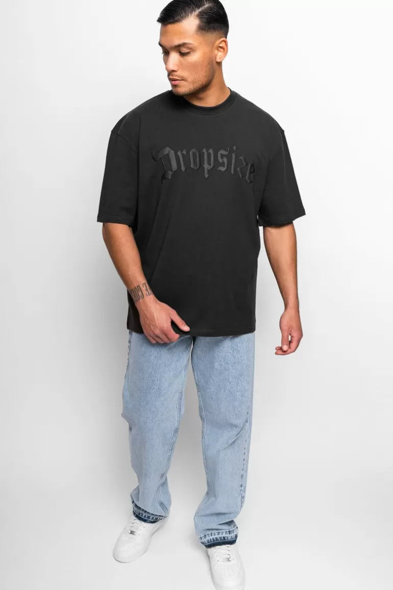 Hot Dropsize Heavy Oversize Logo Puffer Print T-Shirt Washed Black