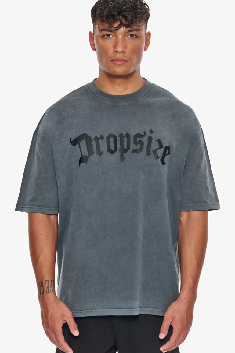 Best Sale Dropsize Heavy Oversize Logo Puffer Print T-Shirt Washed Grey