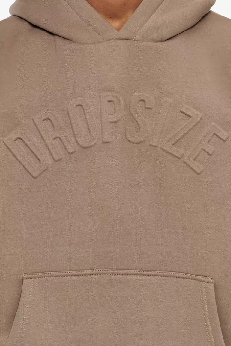Discount Dropsize Heavy Oversize Mid Hd Hoodie Silver Mink Embossed