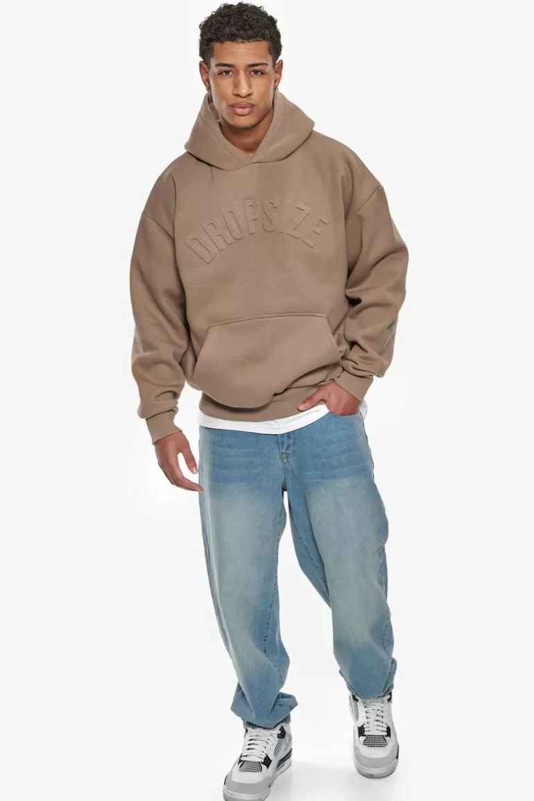 Discount Dropsize Heavy Oversize Mid Hd Hoodie Silver Mink Embossed