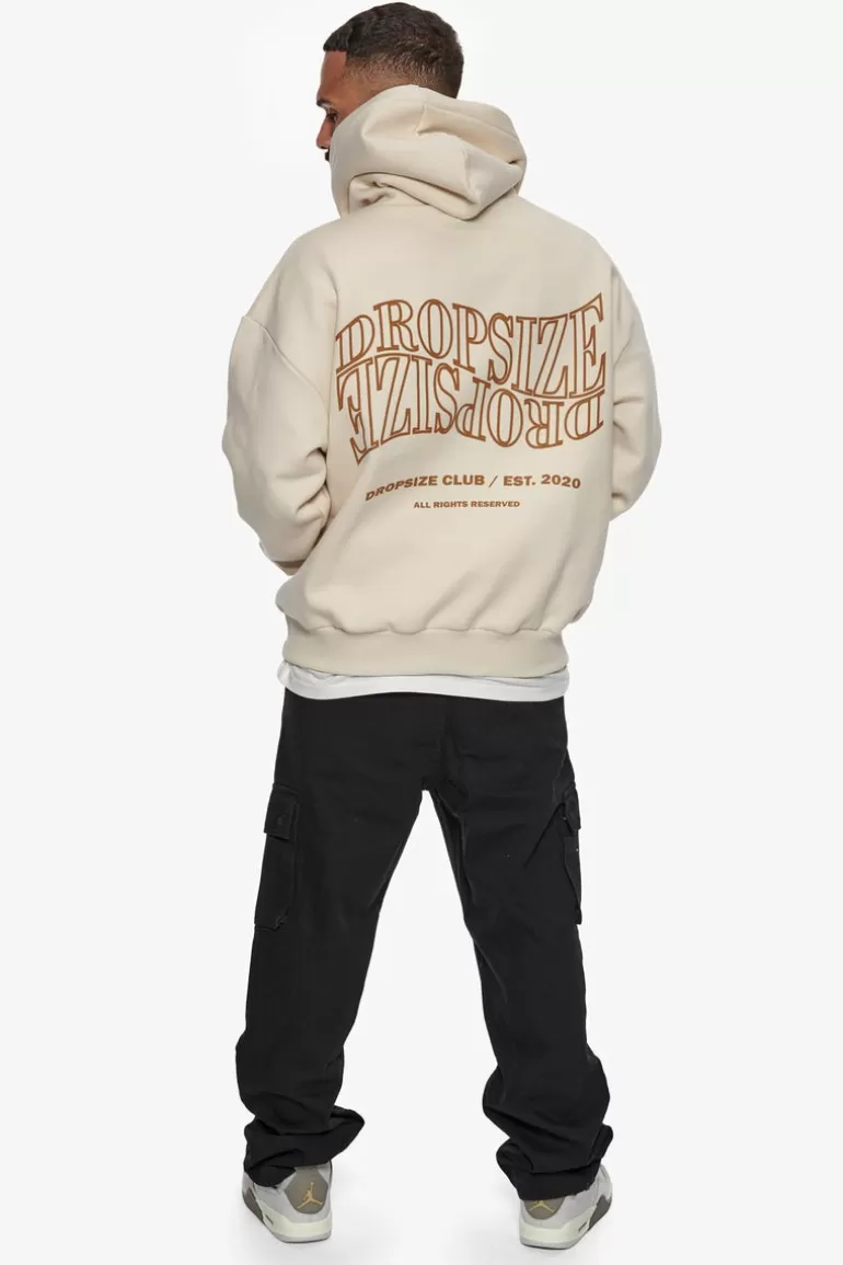 Flash Sale Dropsize Heavy Oversize Mirrored Logo Hoodie Coconut Milk