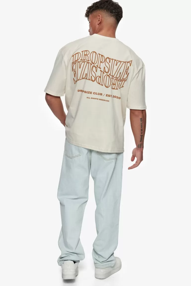 Best Sale Dropsize Heavy Oversize Mirrored Logo T-Shirt Coconut Milk