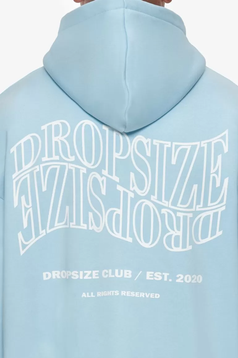 Cheap Dropsize Heavy Oversize Mirrored Logo Zip-Hoodie Baby Blue