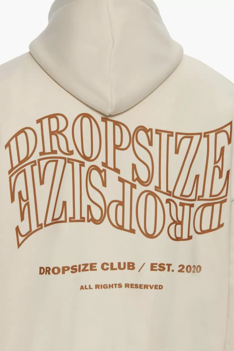 Online Dropsize Heavy Oversize Mirrored Logo Zip-Hoodie Coconut Milk