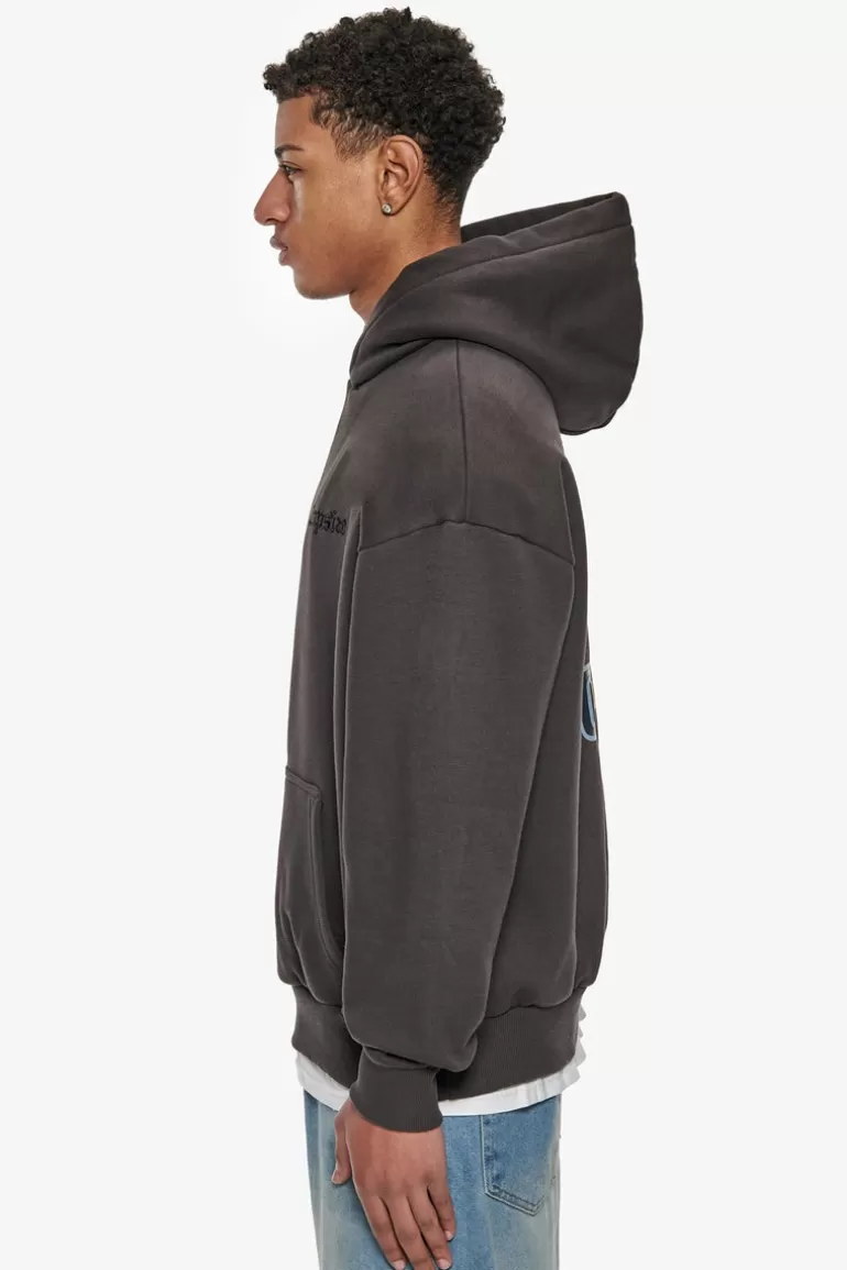 New Dropsize Heavy Oversize Multicolor Logo Hoodie Washed Black