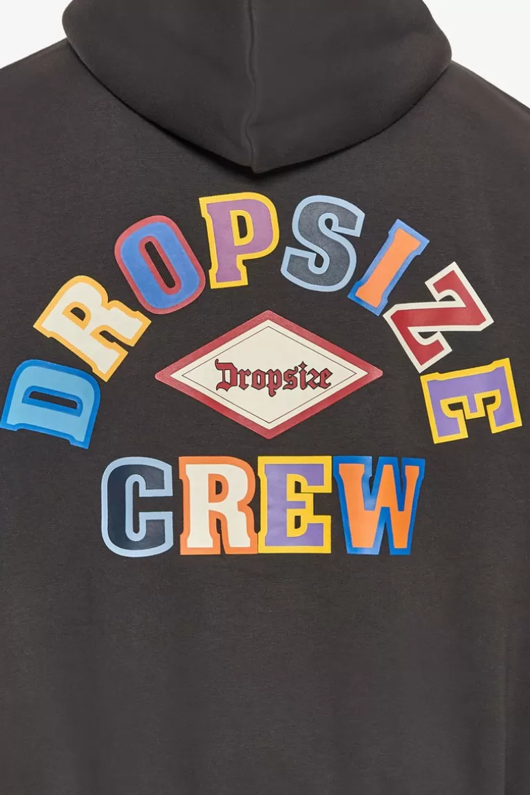 New Dropsize Heavy Oversize Multicolor Logo Hoodie Washed Black