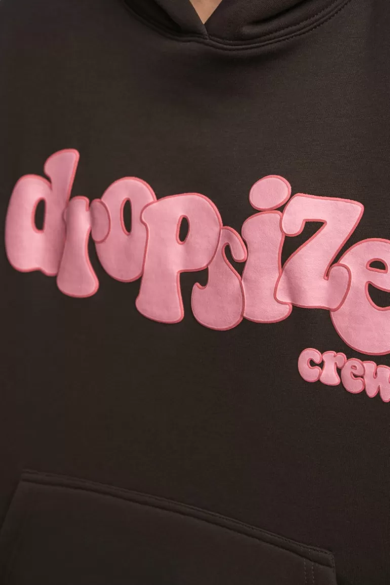 New Dropsize Heavy Oversize Pink Puffer Print Hoodie Chocolate Brown