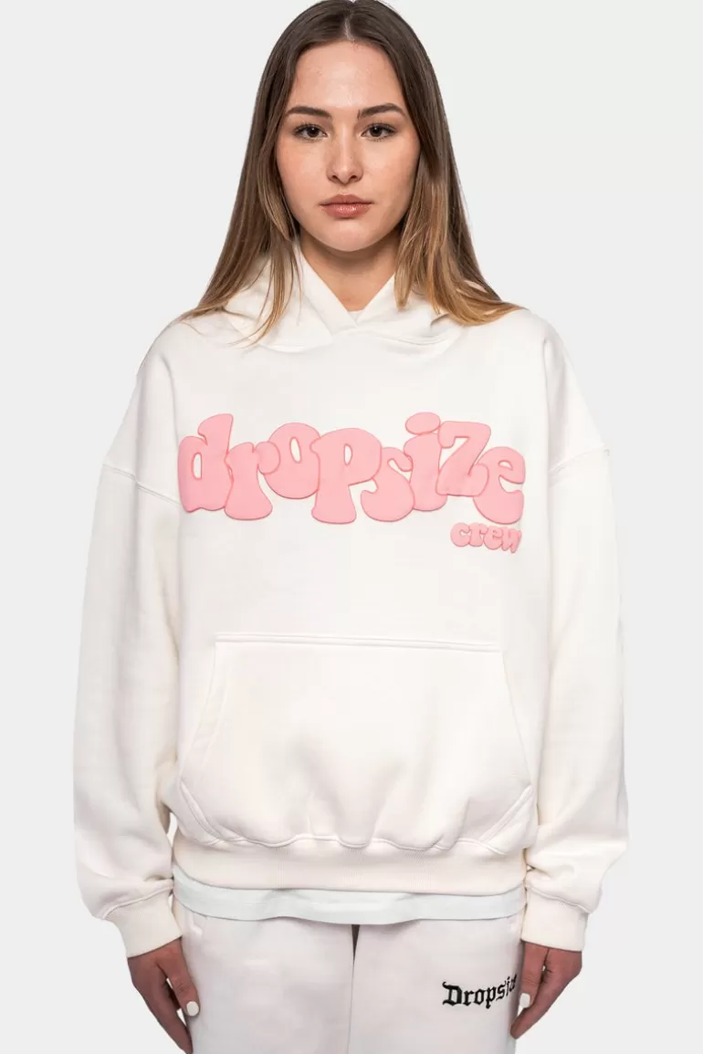 Best Sale Dropsize Heavy Oversize Pink Puffer Print Hoodie Cream White