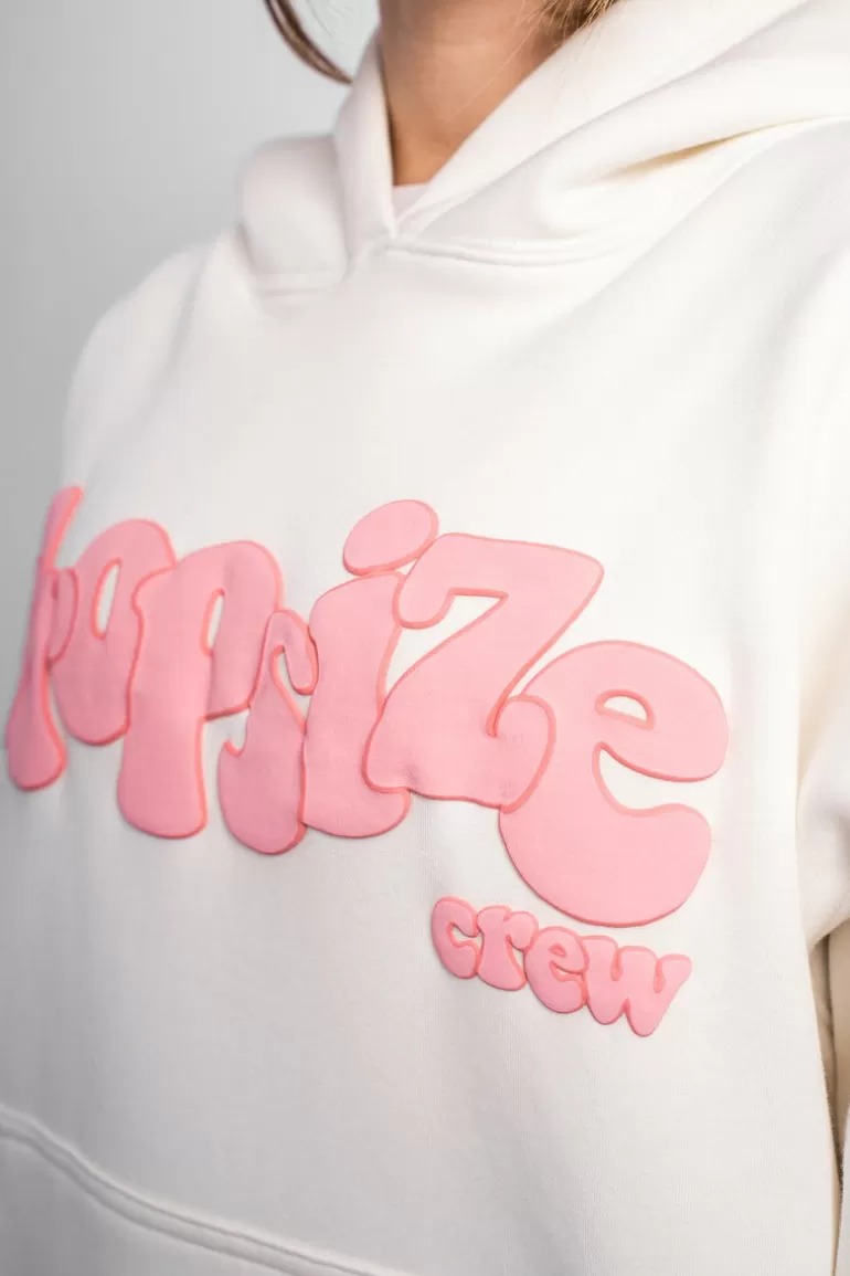 Best Sale Dropsize Heavy Oversize Pink Puffer Print Hoodie Cream White