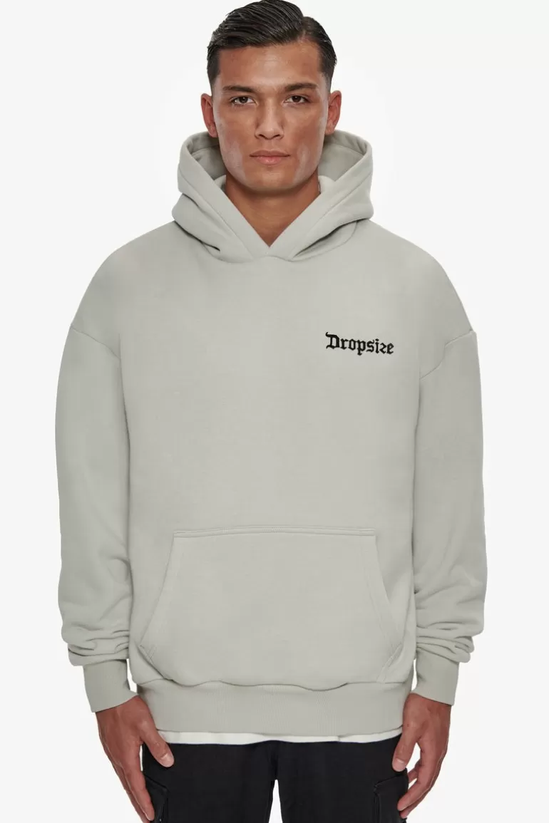 Store Dropsize Heavy Oversize Puffer Logo Backprint Hoodie Quite Grey