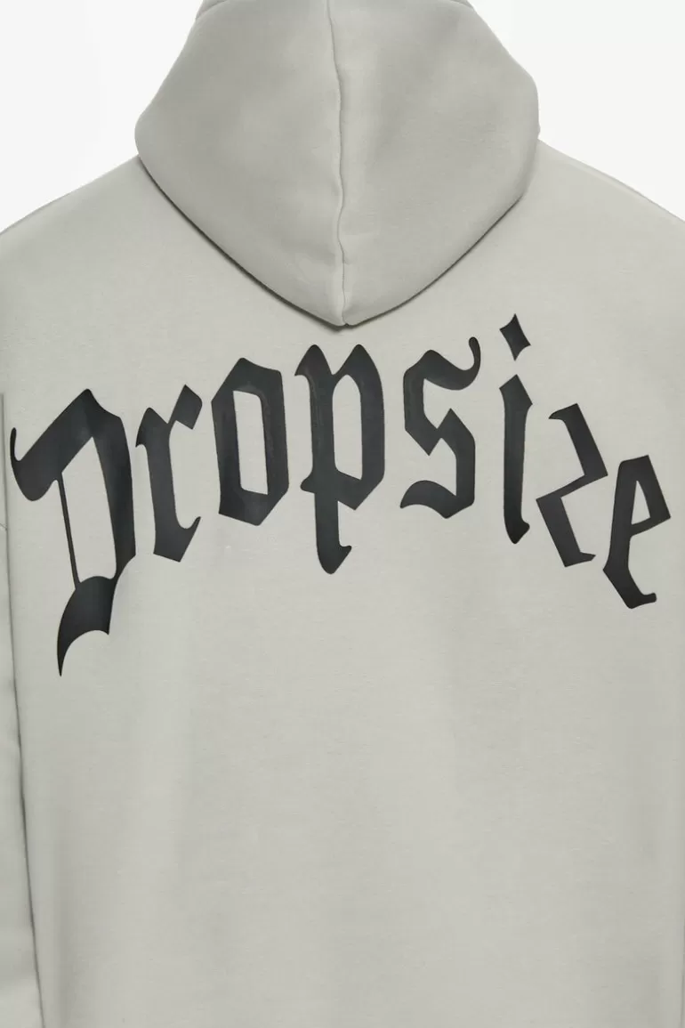 Store Dropsize Heavy Oversize Puffer Logo Backprint Hoodie Quite Grey