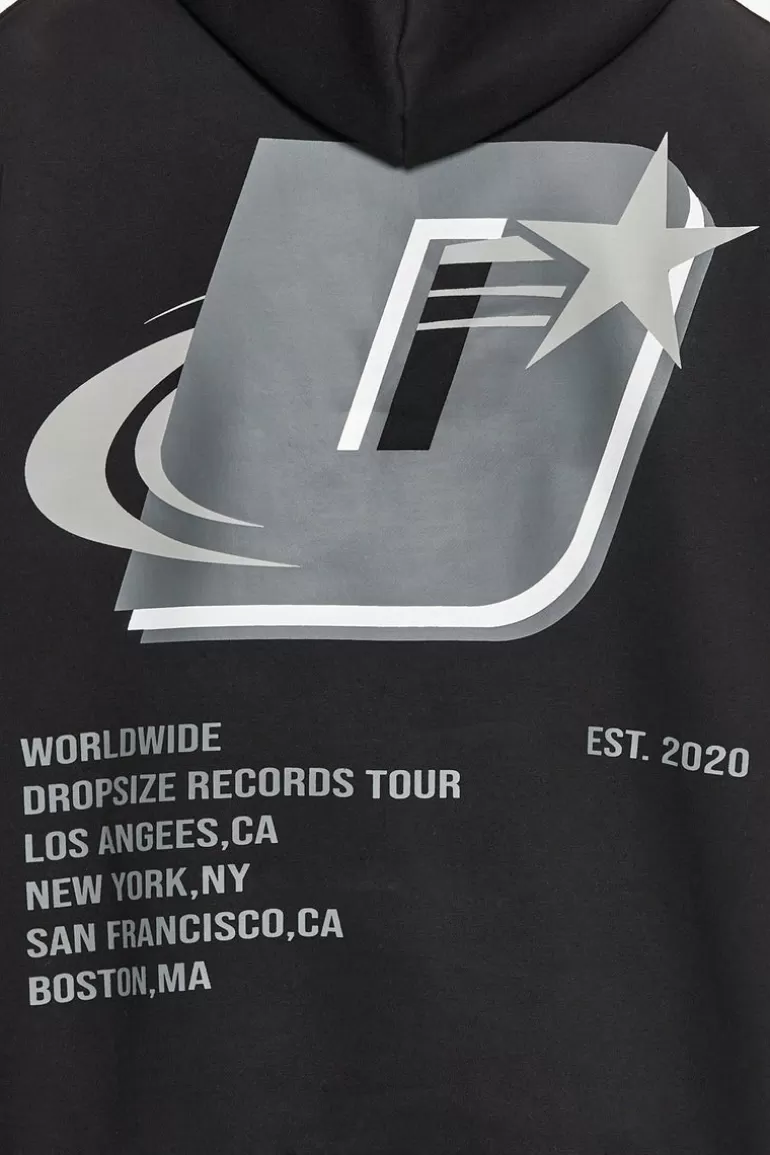 Best Sale Dropsize Heavy Oversize Records Tour Hoodie Black
