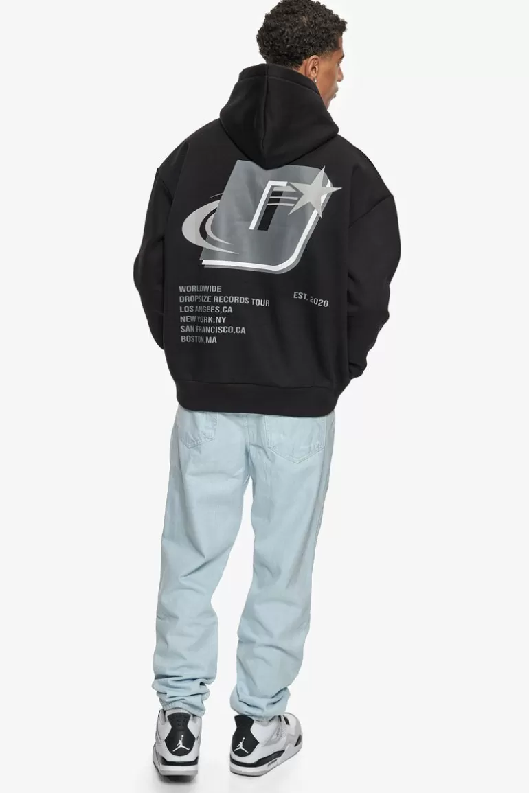 Best Sale Dropsize Heavy Oversize Records Tour Hoodie Black