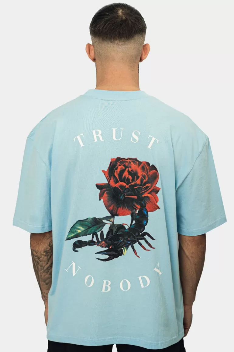 Sale Dropsize Heavy Oversize Scorpion Design T-Shirt Baby Blue