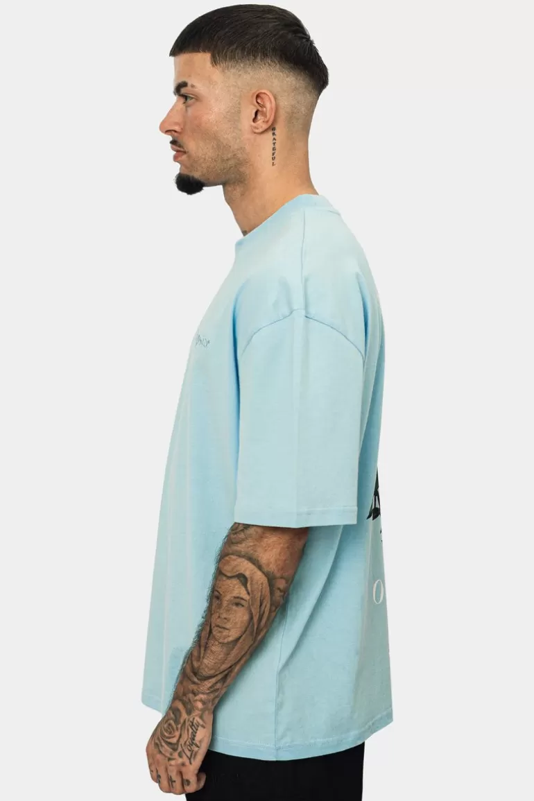 Sale Dropsize Heavy Oversize Scorpion Design T-Shirt Baby Blue