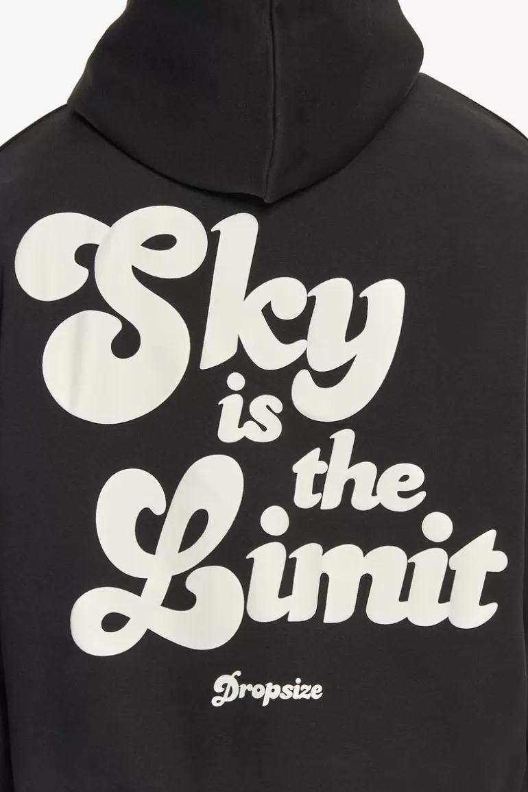 Best Sale Dropsize Heavy Oversize Sky Is The Limit Hoodie Black